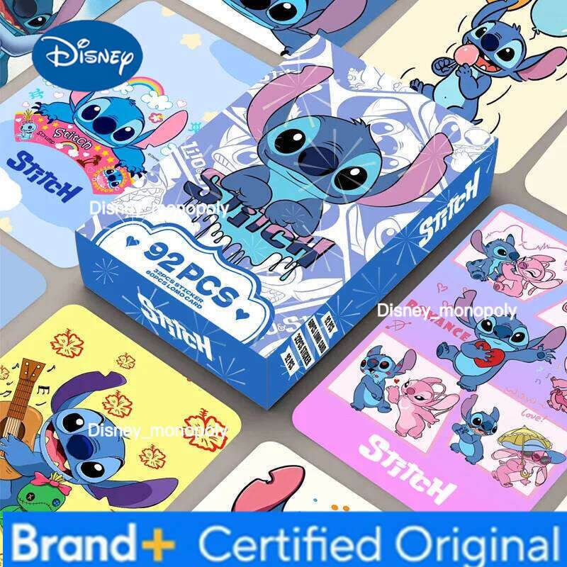 Disney 92pcs Stitch Cards Anime Animation Laser Box Surrounding LOMO Small Card H260129