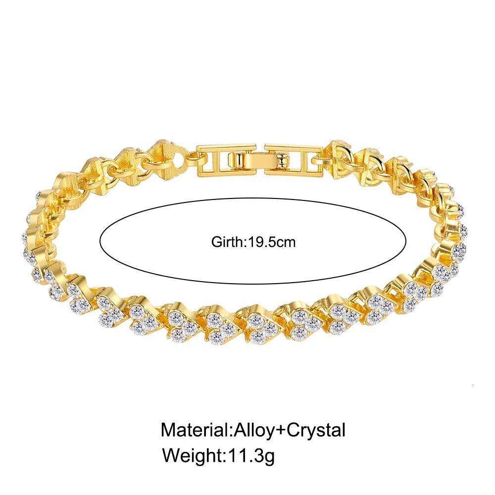 Charm Delicated Crystal Heart Tennis for Women Rhinestone Paved Handmade Bracelet Wedding Anniversary Gift Jewelry H260129