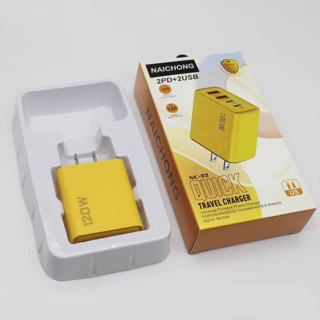 120W PD Type C fast charger with US UK EU power plug with cable for iphone/android phone