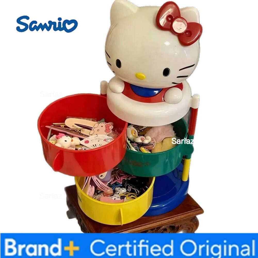 Sanrio Large 3-Layer Rotating Storage Box High Quality Cosmetic Jewelry Dresser Desktop Organizer for Hello Kitty H260129