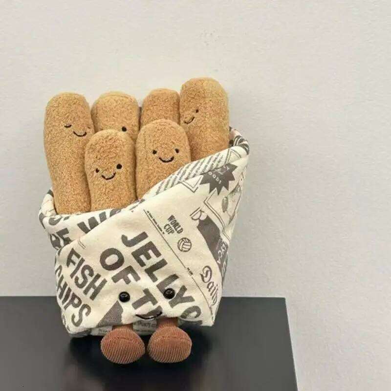 new boxed french fry figurine simulation filled plush toy cartoon anime cute children's birthday gift fun doll Y260128