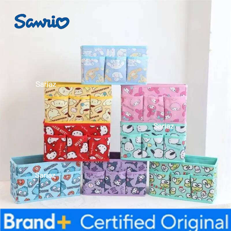 Sanrio New Kawaii Hello Kitty Box Kuromi My Melody Cinnamoroll Hangyodon Cartoon Large Capacity Foldable Desktop Storage H260129 H260129