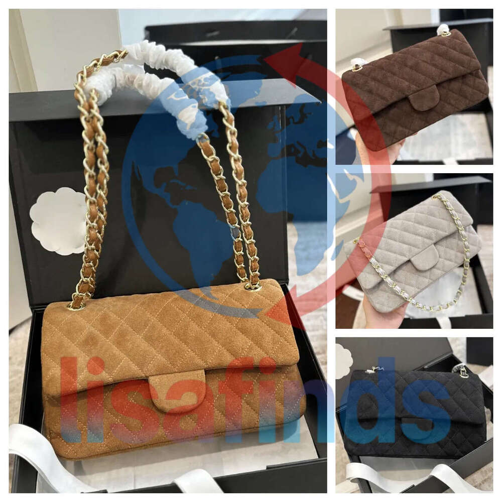 Top quality Luxury Designer Classic flap bag Suede CF Chain Shoulder Bag Women Fall and winter new fashion trend handbags Crossbody Chocolate Brown