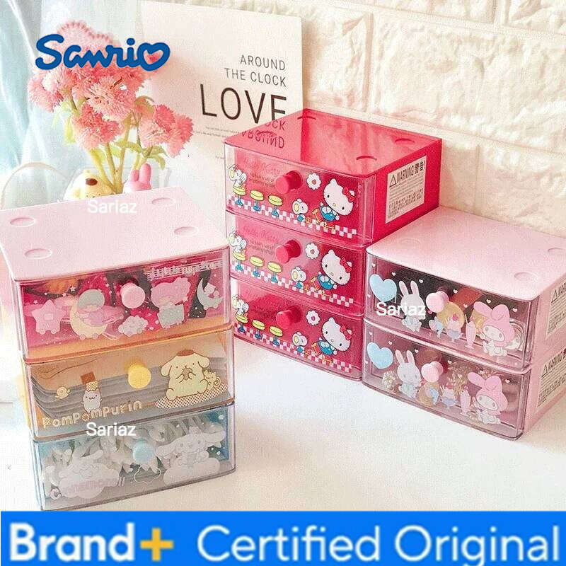 Sanrio Hello Kitty Storage Cartoon Cosmetic Jewelry Lipstick Stationery Desktop Organizer Plastic Drawer Box Office Supplies H260129