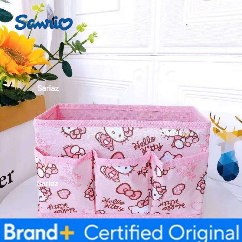 Sanrio Hello Kitty Storage Box Cartoon Folding Desktop Holder Home Cosmetic Stationery Toy Sorting Organizer Basket Containers H260129 H260129