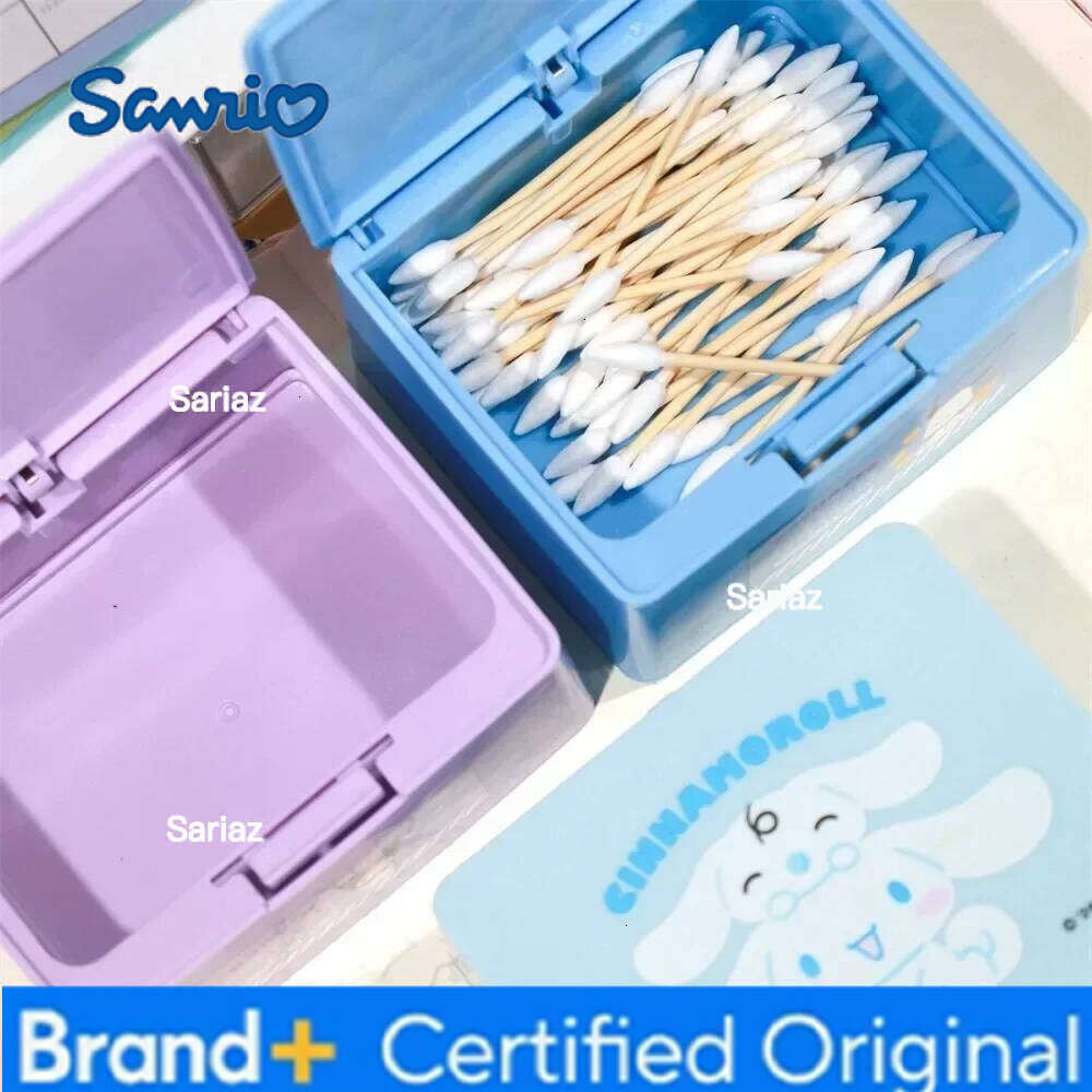 Sanrio New Kawaii My Melody Kuromi Cinnamoroll Cotton Swab Jewelry Storage Press Pop Cosmetics Sundries Organizer Box H2601291 H2601291