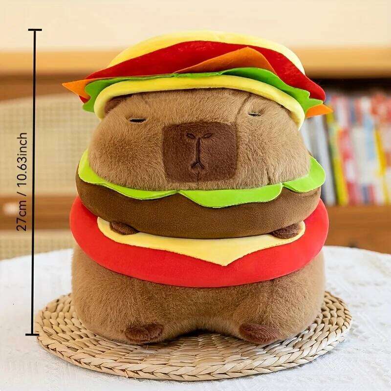 Hamburger Capybara Plush Toy - Stuffed Animal with Realistic Burger,Birthday Gifts girls and boys, Girls for Kids Y260128