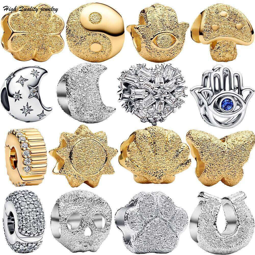 2026 New Hot Sale Frosted Moon Sun Amulet Charm Bead Fit Bracelet For Women 925 Sterling Silver Luxury femme Bracelets Fine DIY Jewelry