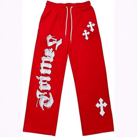 Luxury Brand Designer Clothes SHENHE Men's Pattern Cross Print Flared Sweatpants Drawstring Gothic Y2k Casual Pants