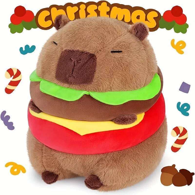 Hamburger Capybara Plush Toy - Stuffed Animal with Realistic Burger,Birthday Gifts girls and boys, Girls for Kids Y260128