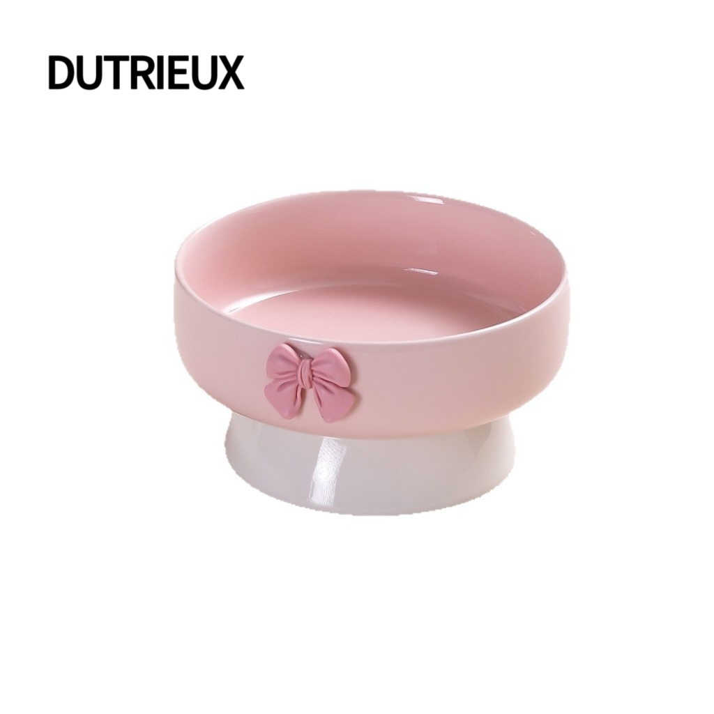 H2604 High-quality pet tableware: Nordic-style ceramic stemmed bowl with slanted rim for cats and dogs to wear.
