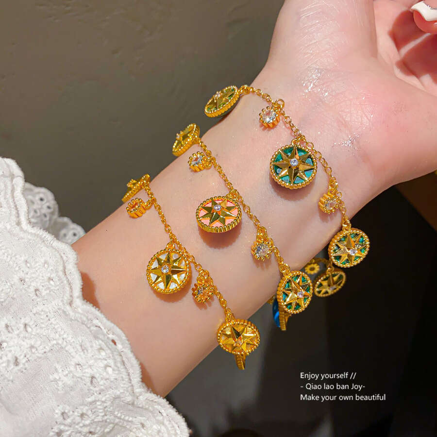 Designer Zircon Mother-of-Pearl Bracelet Geometric Instagram-Worthy Niche Jewelry Hexagram Delicate Collarbone Chain Luxury-Inspired High-End Necklace