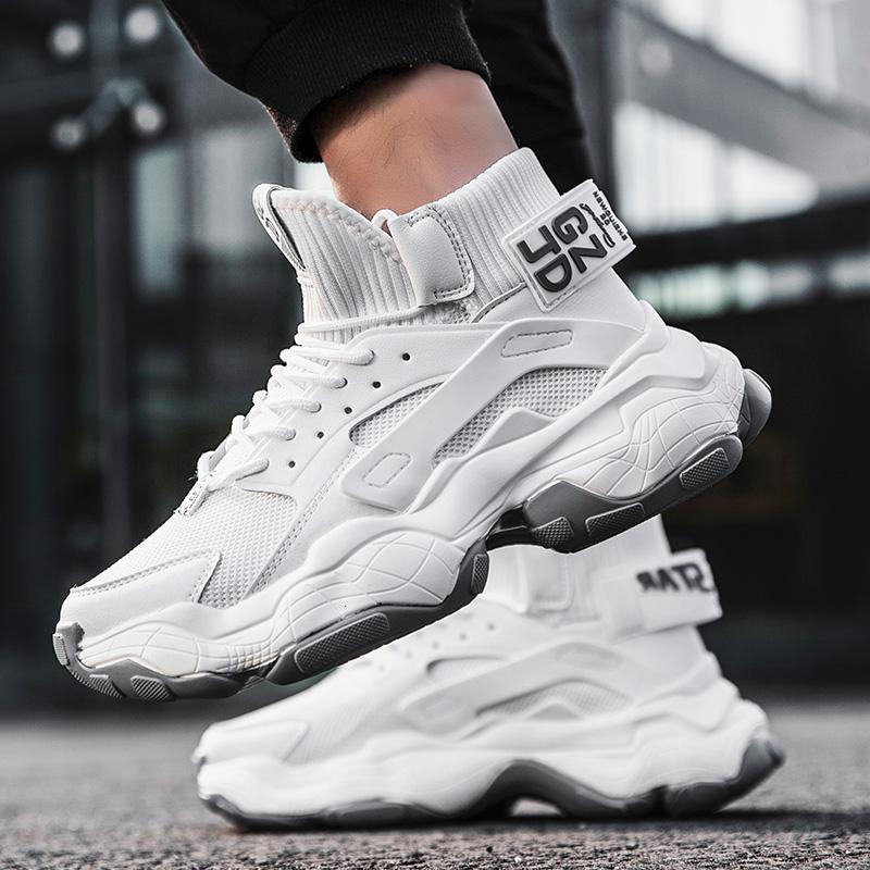 Height Increasing Shoes Autumn High-top Beige Men's Sneakers Chunky Men Heighten Fashion Casual Plus Size Zapatillas Damping Tennis 221129