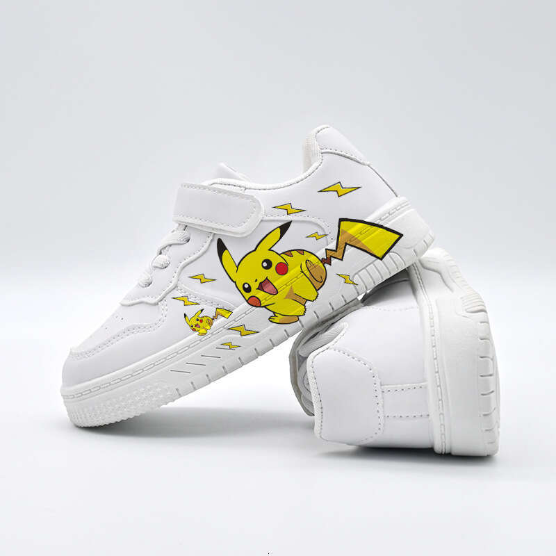 Pikachu cartoon cute popular white shoes spray paint children's shoes for boys and girls universal leisure children's plimsolls around L2601
