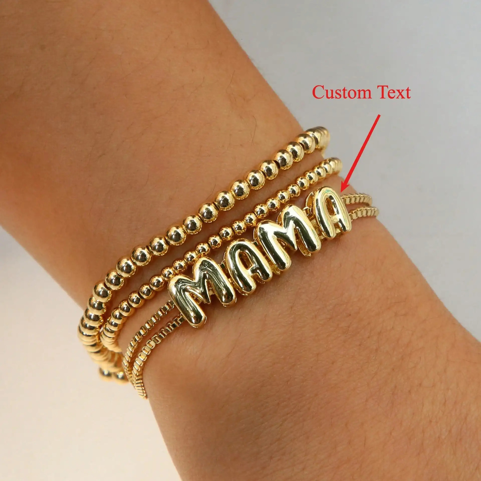 Customize Name Bracelet Mini Bubble Letter Bracelet Handmade DIY Name Bracelet For Women Gold Plated Pendant Bracelets Jewelry 260126