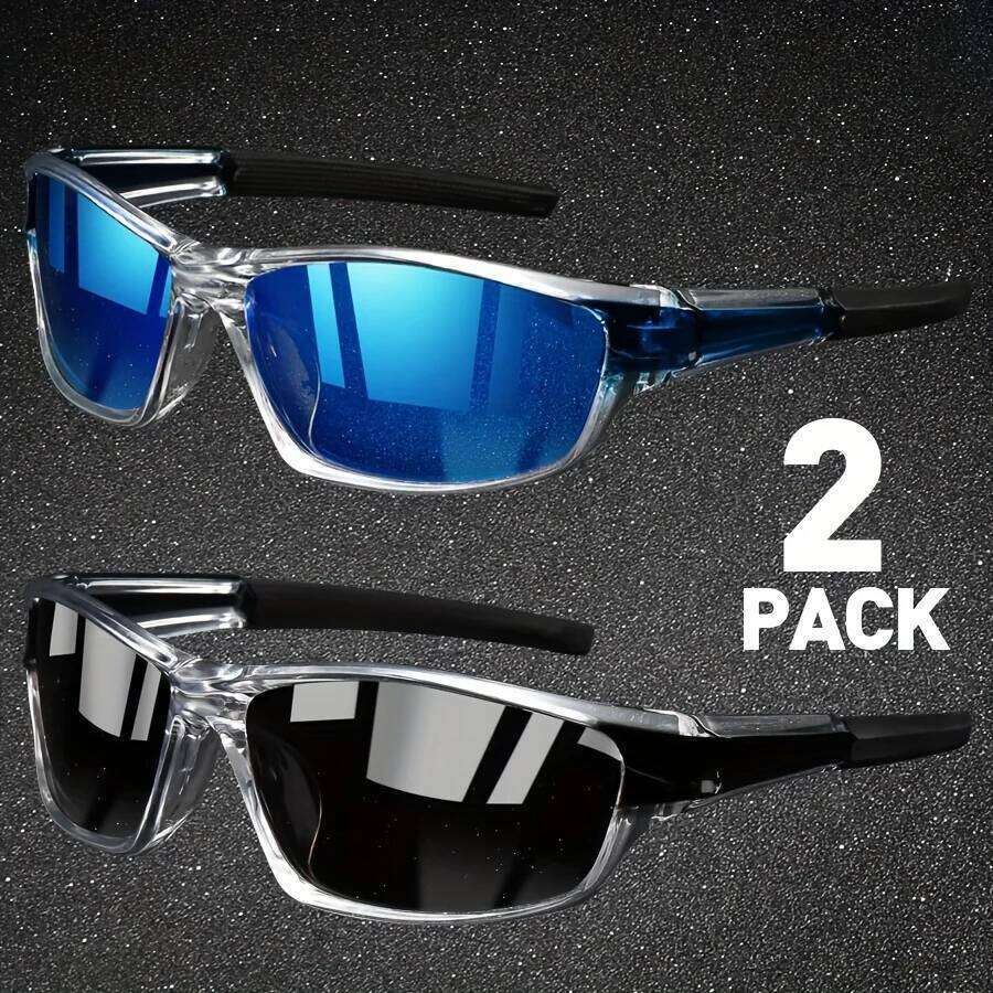 2pairs Sports Polarized Sunglasses for Men Lightweight Night Vision Male Shades Cycling Driving Fishing Fashion Mirror Sunglass H260129
