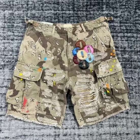 New 2024 Youthful Trendy Personalized Design Fashion Embroidery Patchwork Embroidered Shorts - Wasteland Style High Street Shorts H260129