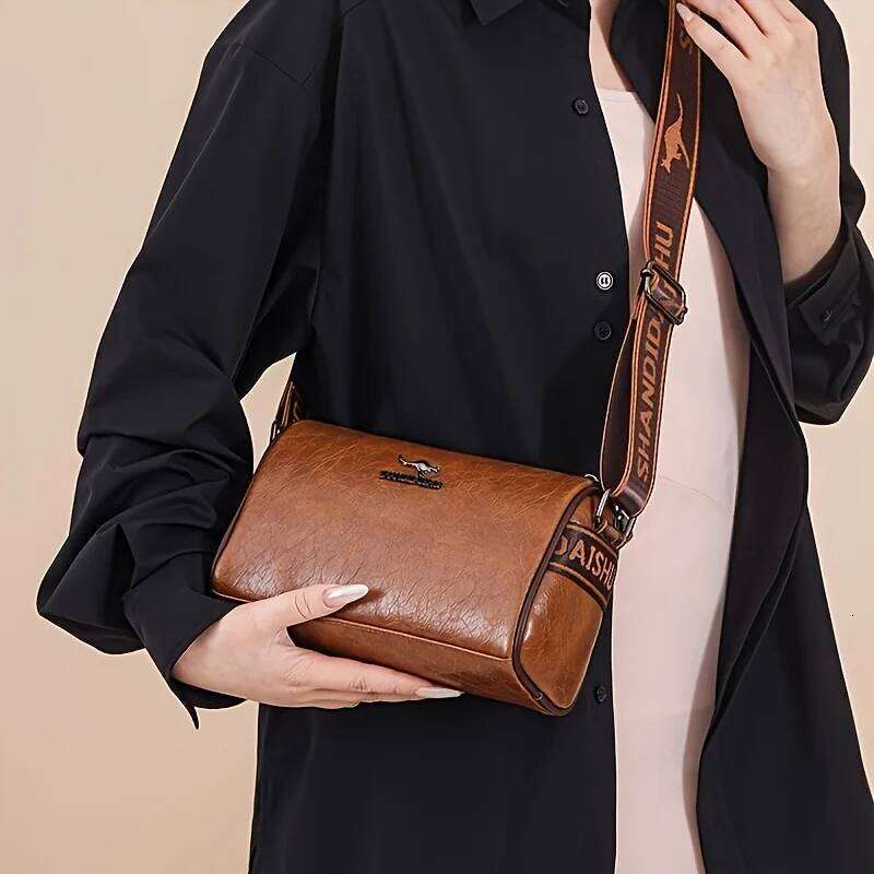 Multi Layer Solid Color Pu Leather Shoulder Bag, Fashion Versatile Large Capacity Cross Body Pillow Bags, Suitable for Daily Use XJ260129