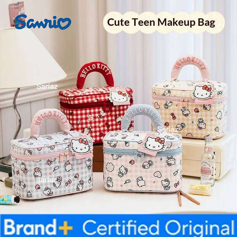 Sanrio Hello Kitty pouch Cute Women's Cosmetic Travel Bath Toiletry kit Large Capacity Handbag Portable Makeup bag H260129