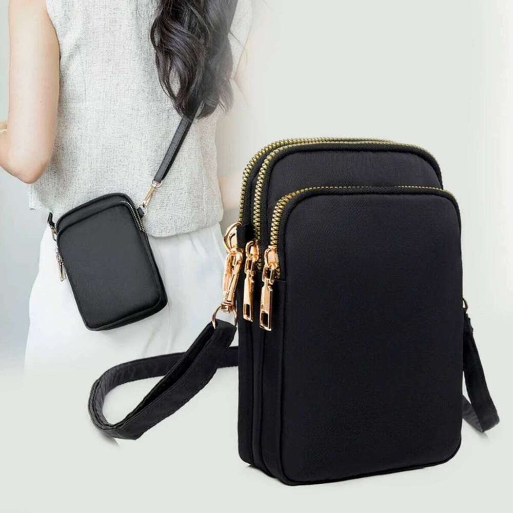 Light luxury mobile phone bag, vertical wallet, lightweight, large capacity, 3-layer storage, crossbody single-shoulder bag XJ260129