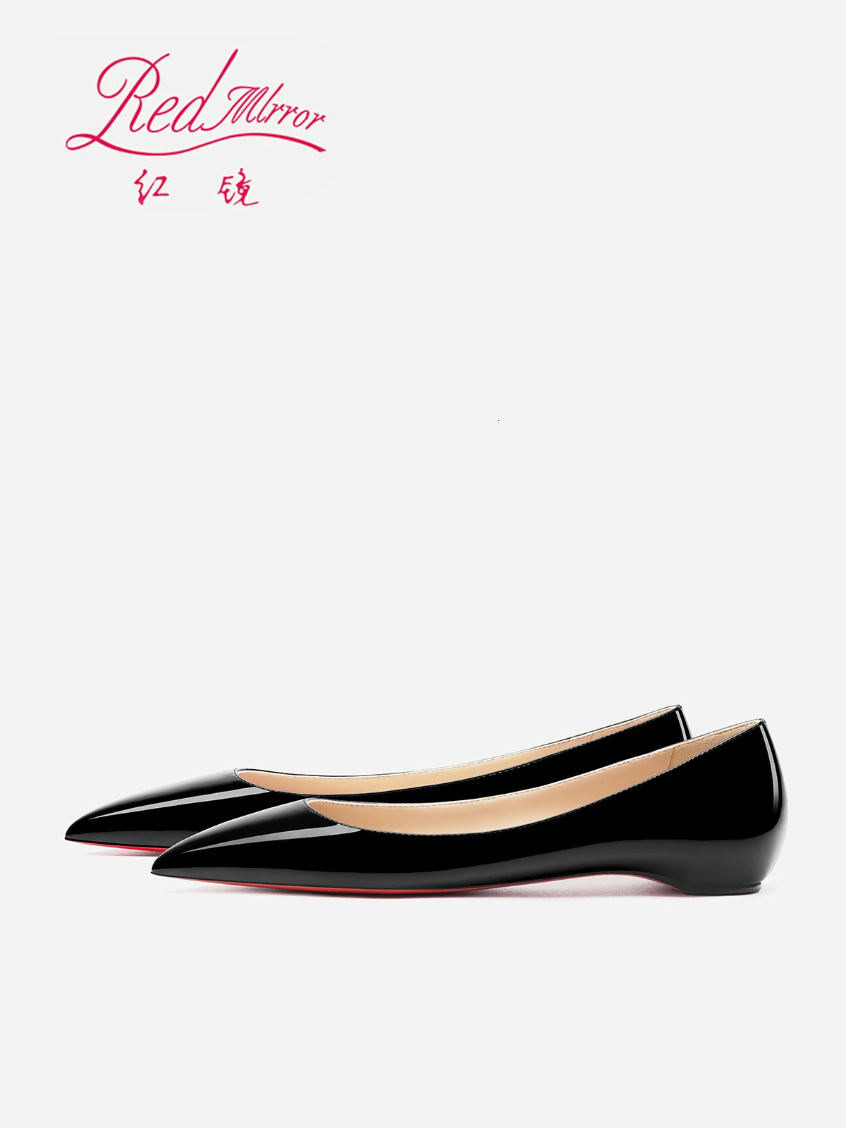 2025 style pointed bare color flat shoes single patent leather increased height inside shallow mouth low heel 260126