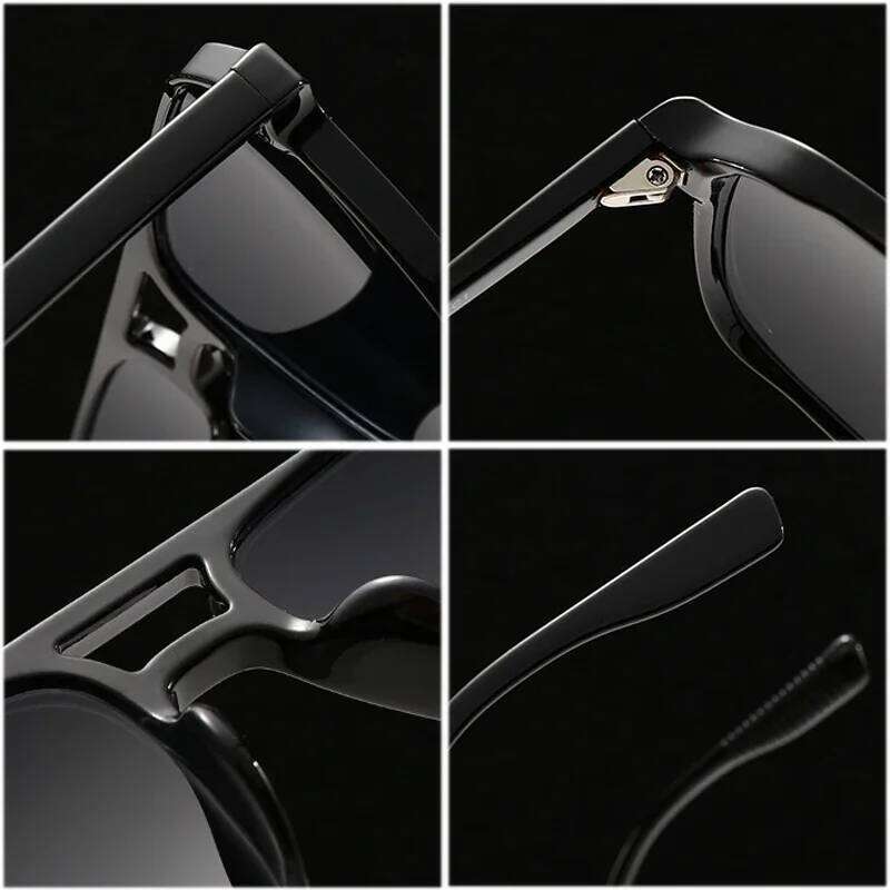 SO&EI Fashion Double Bridges Square Rivets Women Sunglasses Retro Men Gradient Shades UV400 Sun Glasses H260129