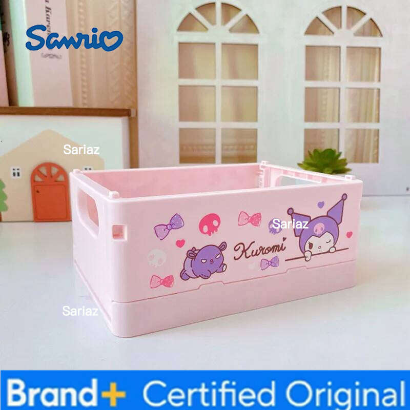 Sanrio Cute Folding Box Cartoon Hello Kitty Melody Dust Proof Cosmetics under wear Desktop Plastic Sundries Storage Case H260129