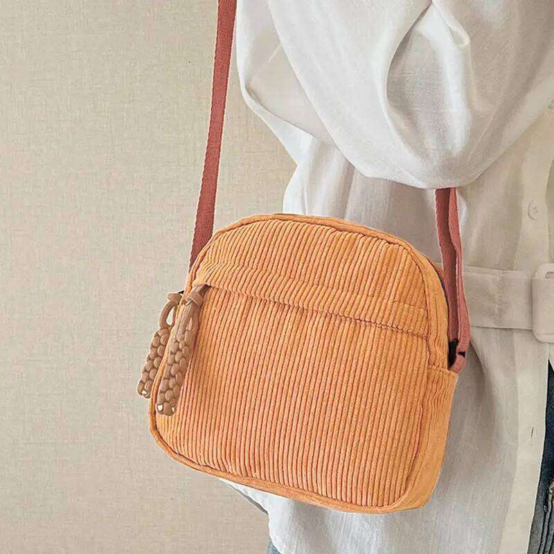 Corduroy Women's Small Shoulder Teenager Girl Crossbody Bag Cute Tote Student Street Korean Harajuku Messenger Bags XJ260129
