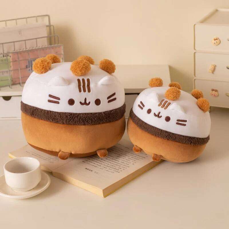Kawaii Chocolate Fat Plush Toy Stuffed Animal Pillow Ice Cream Cat Creative Gift Kids Birthday Gifts Sofa Decor Y260128