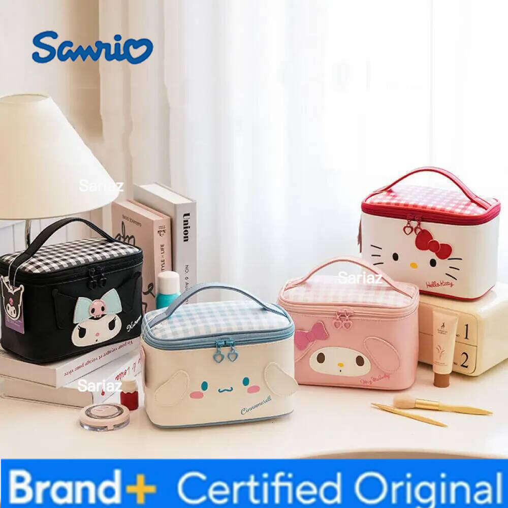 Sanrio Hand-held Cinnamoroll Hello Kitty Kuromi Cartoon Large-capacity Portable Cosmetic Bag Travel Storage Bags H260129