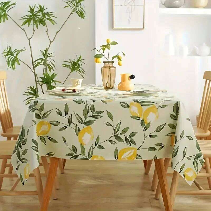 Leaves Printed Rectangle Tablecloth for Holiday Party Decor Washable Summer Lemon Waterproof Table Cloths Home Decorations 26Y0129