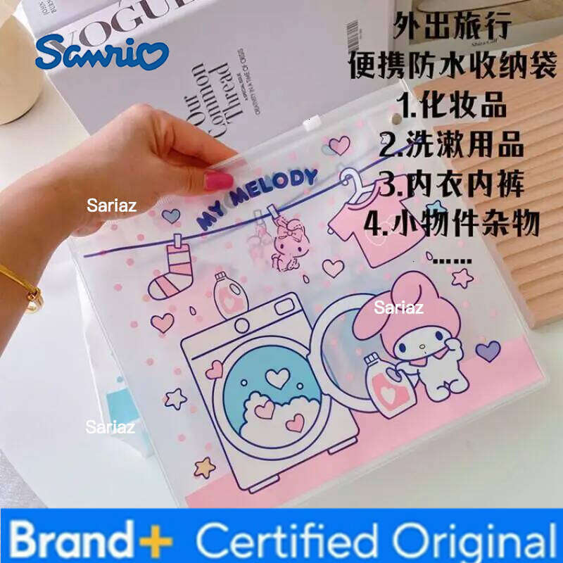 Sanrio 2Pcs Hello Kitty Pochacco Pvc Makeup Girls Travel Cosmetic Storage Double Sided Printing Convenient Tote Bag Portable H260129