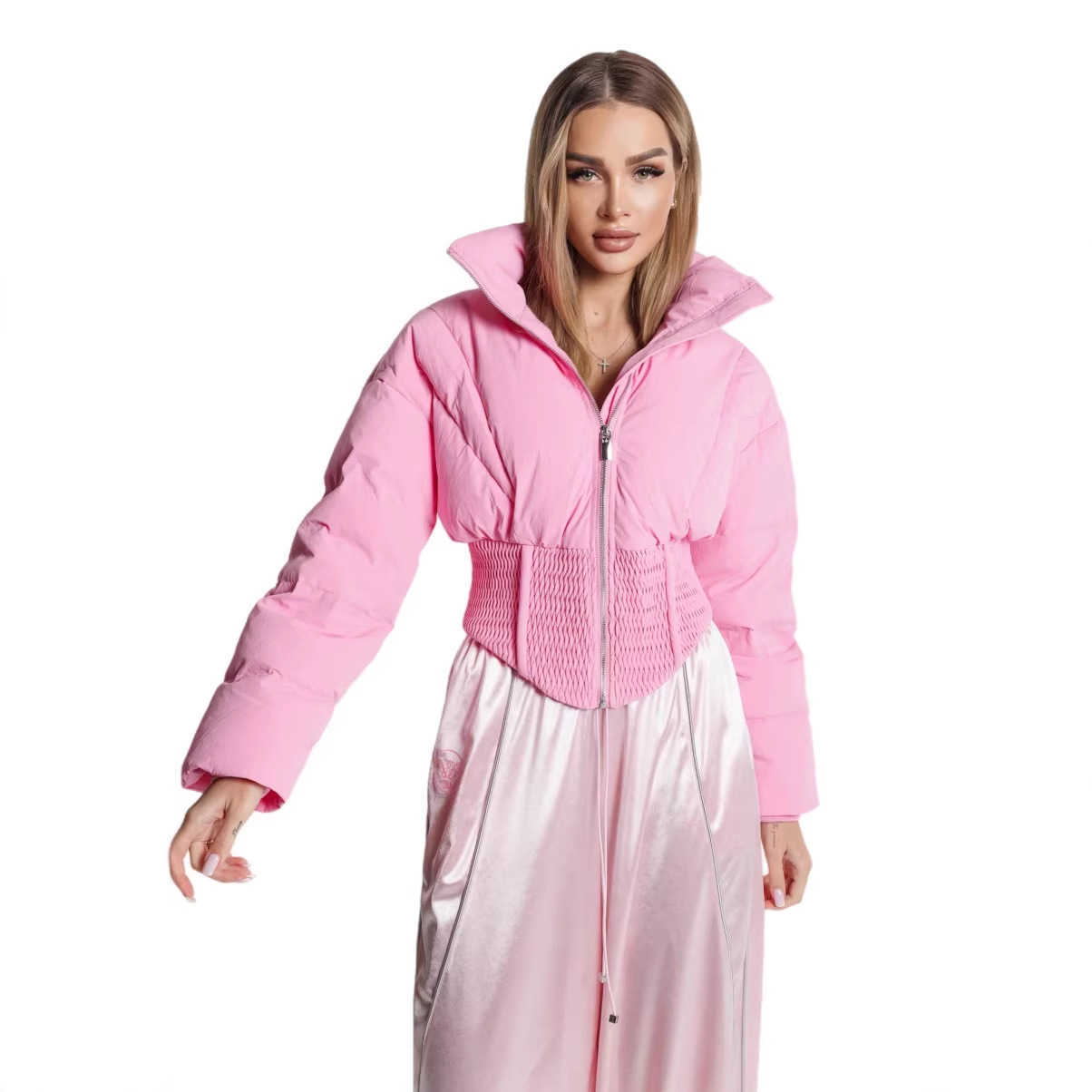 Fashion Collar Down-Filled Cotton Jacket New Style Thickened Winter Coat 2026 Slim-Fit Short-Length Cotton Jacket Short-Length Cotton Jacket