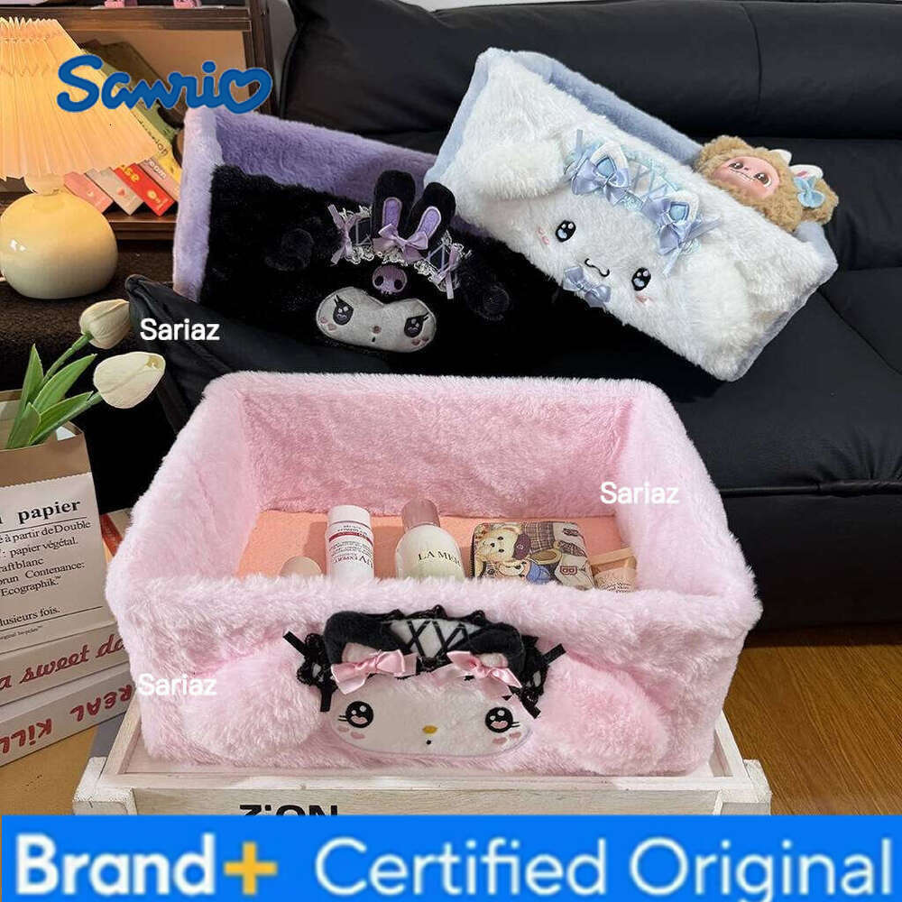 Sanrio Plush My Melody HelloKitty Cinnamoroll Baskets for Multifunctional Storage Box Desktop Decorative H260129