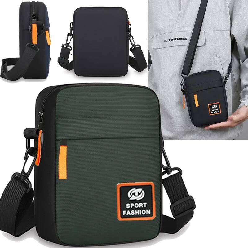 Men's single-shoulder cross-body with multi-layer zippers, trendy color contrast, and casual messenger style bag XJ260129