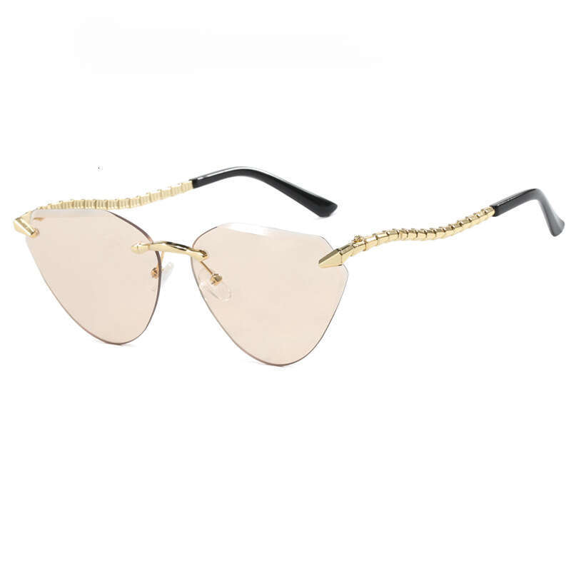 Fashion Snake Sunglasses Leg Rimless Cut Edge Cat 1 Eye European American Style for Driving Outdoor Unisex Gift High Quality Texture