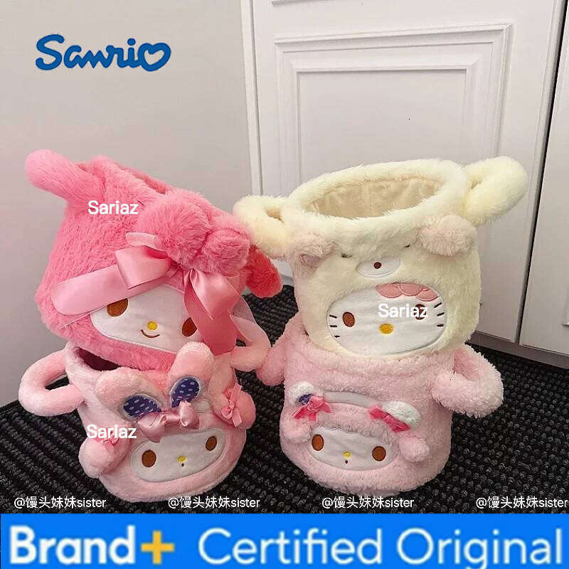 Sanrio Cute Anime Desktop Plush Storage Bucket Portable Foldable My Melody Hello Kitty Pen Holder Miscellaneous Sorting Basket Girl H260129 H260129