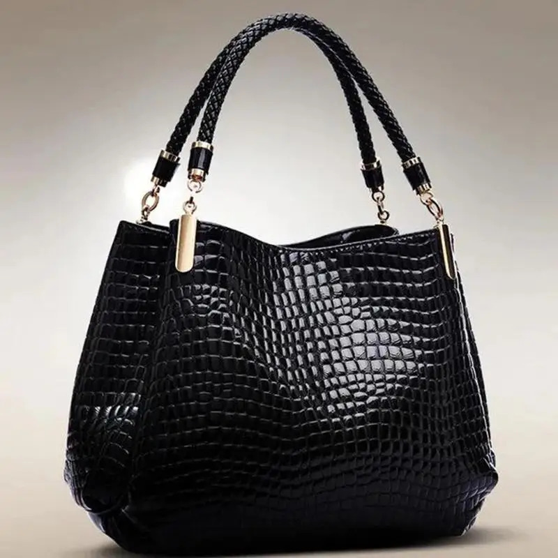 Womens Bag Large Capacity Tote Daily Commute Womens Shoulder Bag Crocodile Print Bright Face Handbag Shopping 260129