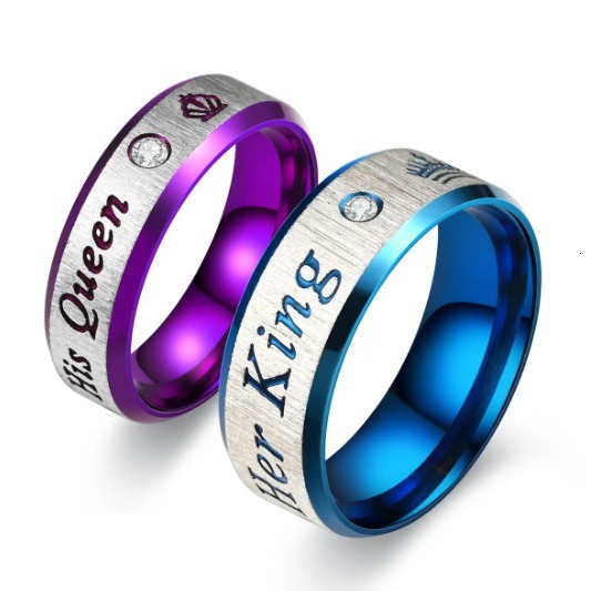 Fashion New Hand Jewelry Hengsha Blue Purple Diamond Ring King Queen
