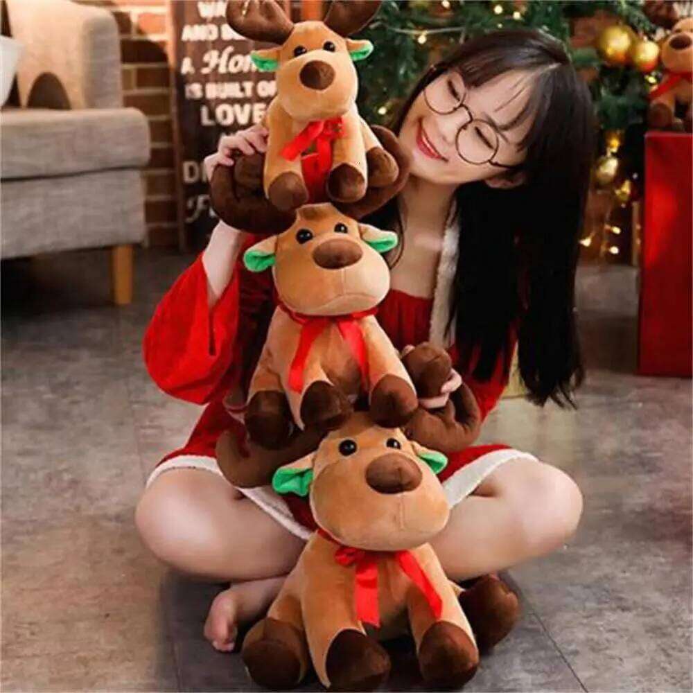 Soft Christmas Reindeer Plush Toy 25cm Cute Cartoon Elk Doll Stuffed Animal Holiday Decoration Gift for Children Y260128