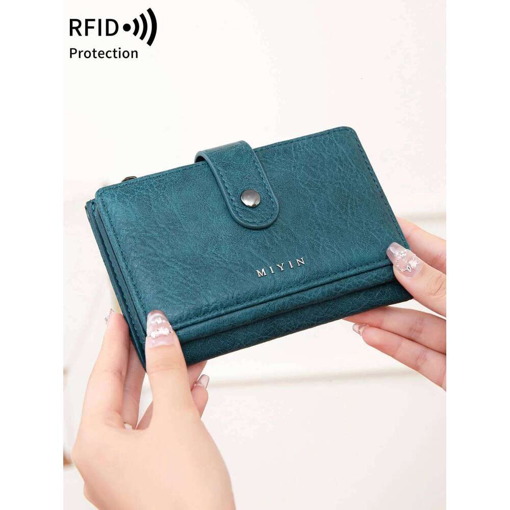 MIYIN RFID anti-theft brush retro three fold women's short PU leather multi card slot multifunctional zero wallet Z260130