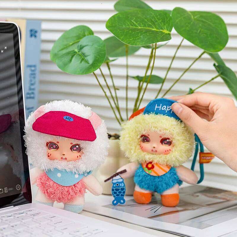 Cute Vacation Face Pendant Fishing Trip Camp Soft Stuffed Vinyl Plush Toy Lovely Doll Kids Birthday Gifts Y260128