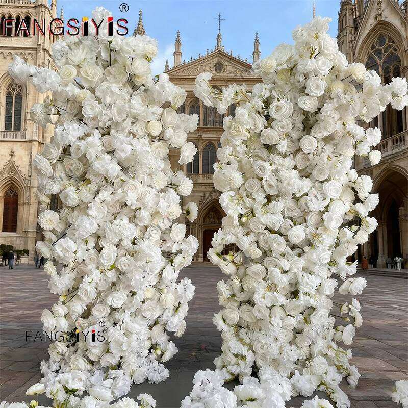 5D Rose flower Cherry blossom Arrangement Flowers Row Wedding Backdrop Arch KT Board Decor Sofa Table Runner Banquet Event Props Y260130