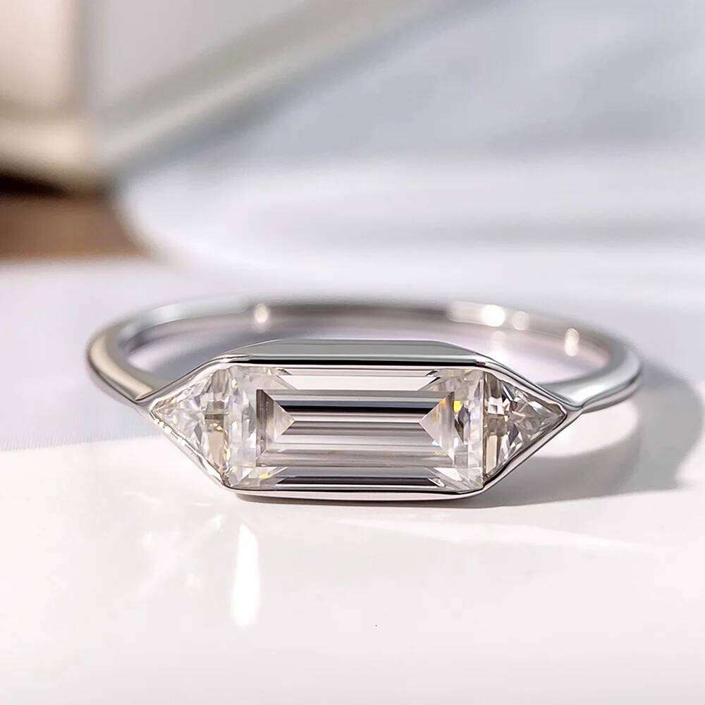 OEVAS Elegant Minimalist Full Moissanite Rings for Women S925 Sterling Silver Wedding Band Fine Jewelry Gift XJ260130