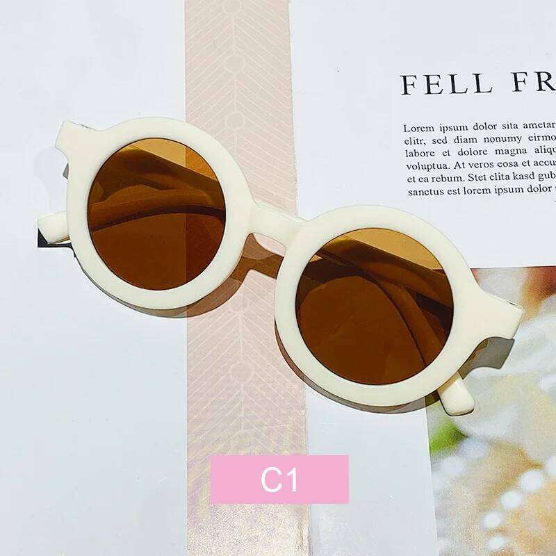 Free shipping children's color round frame light PC cute small face sunglasses for kids H260130