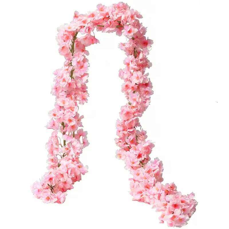 180CM Artificial Sakura Flowers Vine Wedding Garden Rose Arch Home Party Decoration Christmas Bridal Fake Silk Scrapbook Plants W260130