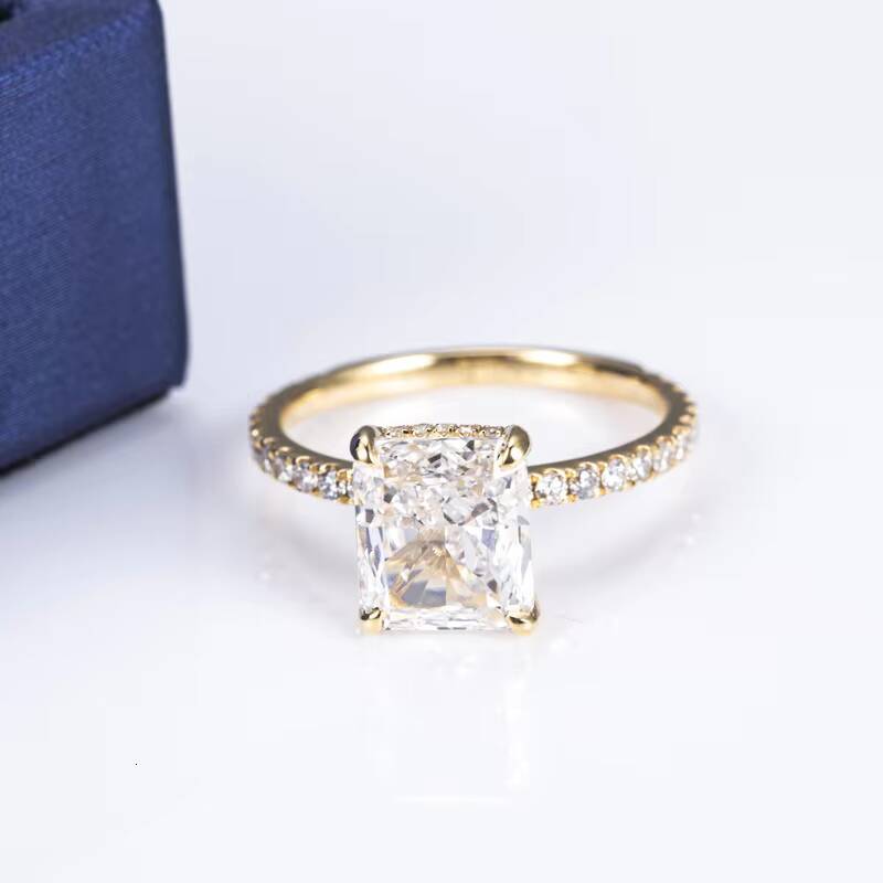 IGI 18K Yellow Gold 263CT Princess square Cut Lab Diamond Rings Wedding Jewelry