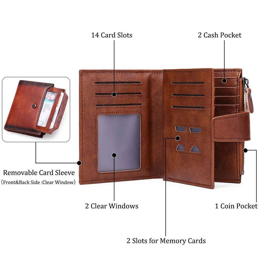 RFID Men Short Leather Men's Head Layer Cowhide Fashion Casual Wallet Coin Purse Driver's License CardHolderWallet Z260130