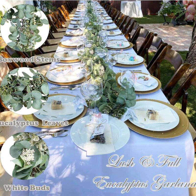 180cm Artificial Eucalyptus Garland with White Flowers for Home Festival Wall Hanging Garden Wedding Backdrop Arch Party Decor Y260130