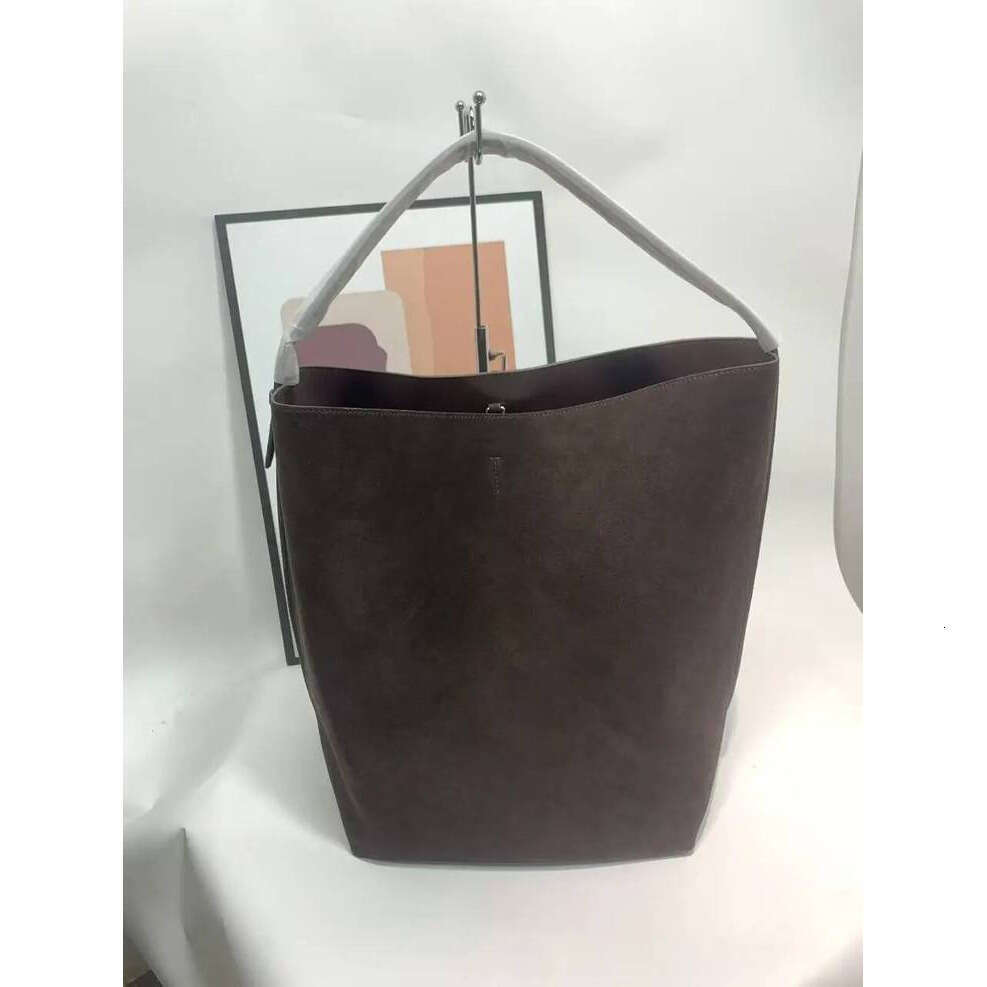 OLOEY Retro Large Capacity High-End Texture Luxurious Frosted Suede Women's Shoulder Bag Commuting Tote Cowhide Bucket Pouch